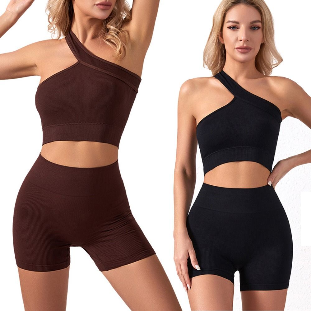 Tank Top Ribbed - 2Pcs Casual Seamless Women Workout Sets