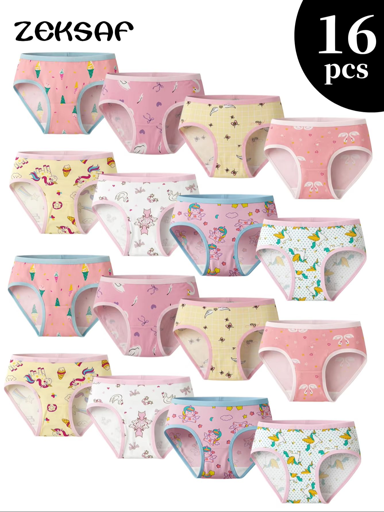 ZEKSAF Kids Girls Briefs 16 Pa - Multi Pack Underwear recension och pris